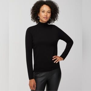 Chico's Black Turtleneck Pullover Sweater with Coolmax Technology, Size 1